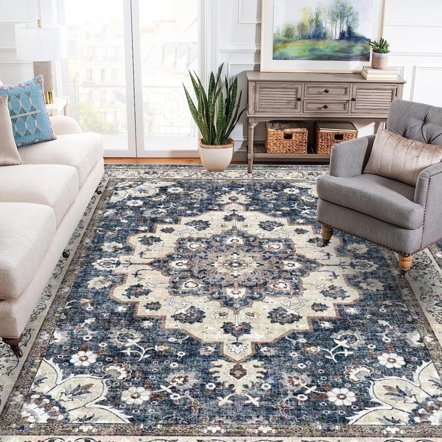 【並行輸入品】 Washable Living Room Area Rug 9 x 12 Stain Resistant Medallion_9