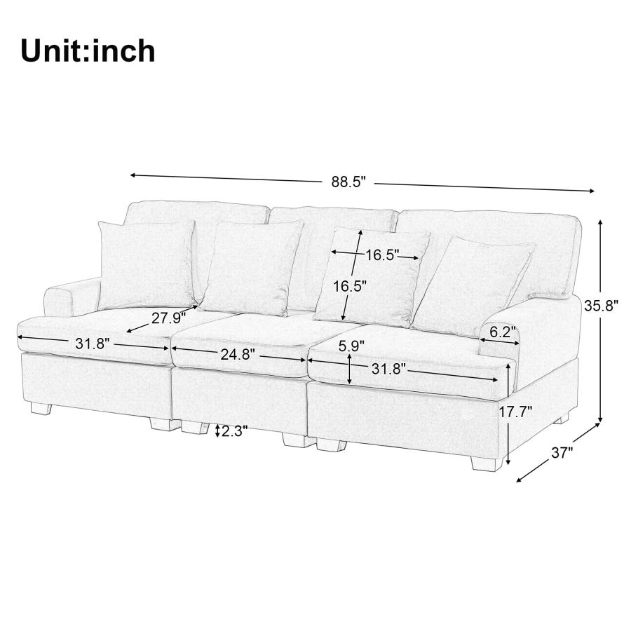 【並行輸入品】 LUMISOL 91'' Modern Sofa Couch for Living Room， Upholstered 3 Se_6