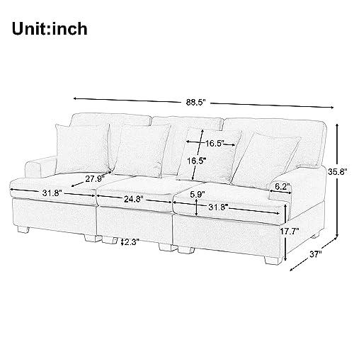 【並行輸入品】 LUMISOL 91'' Modern Sofa Couch for Living Room， Upholstered 3 Se_7