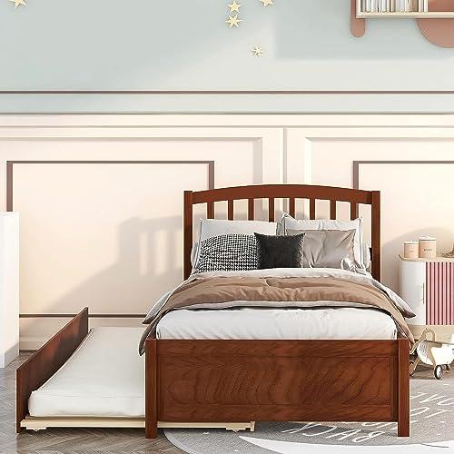【並行輸入品】 Harper & Bright Designs Twin Bed Frame with Trundle， Twin Bed Fr