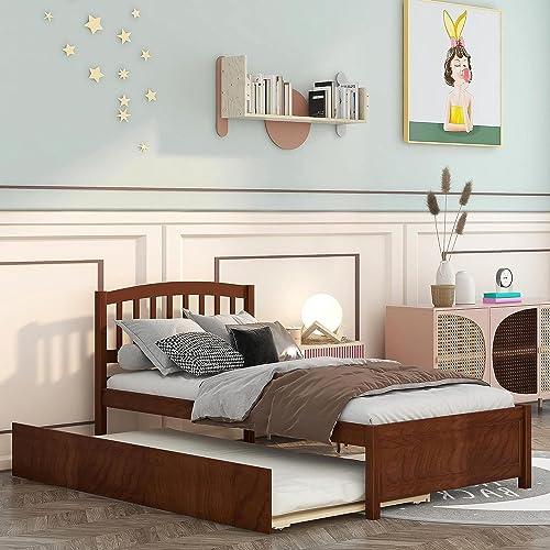【並行輸入品】 Harper & Bright Designs Twin Bed Frame with Trundle， Twin Bed Fr