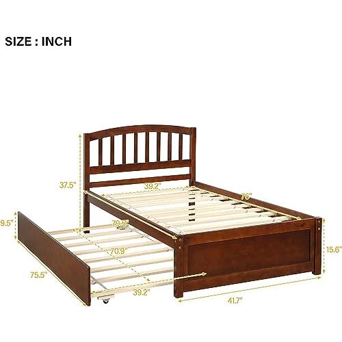 【並行輸入品】 Harper & Bright Designs Twin Bed Frame with Trundle， Twin Bed Fr