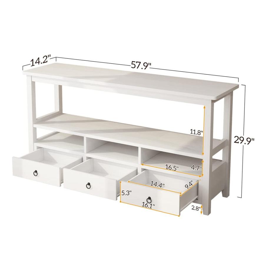 【並行輸入品】 LERFAN Modern Style 3 Tier Wood Console Table with 3 Storage Dra_3