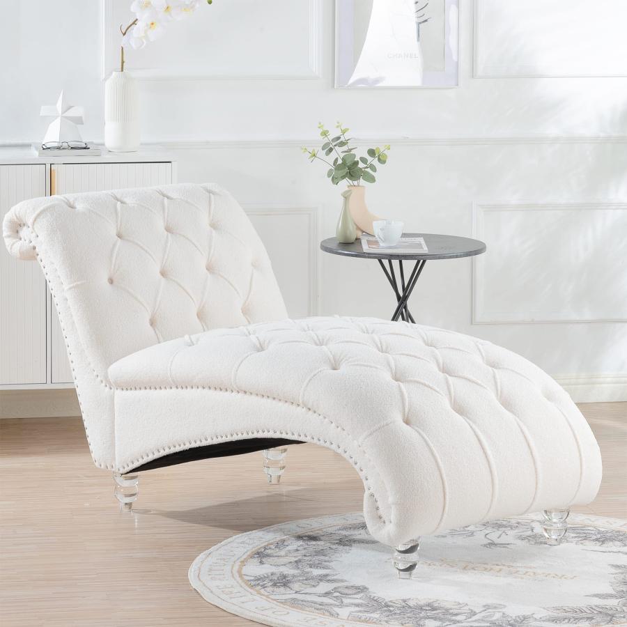 【並行輸入品】 Chaise Lounge Indoor， Lounge Chair with Nailhead Trim for Bedroo_2