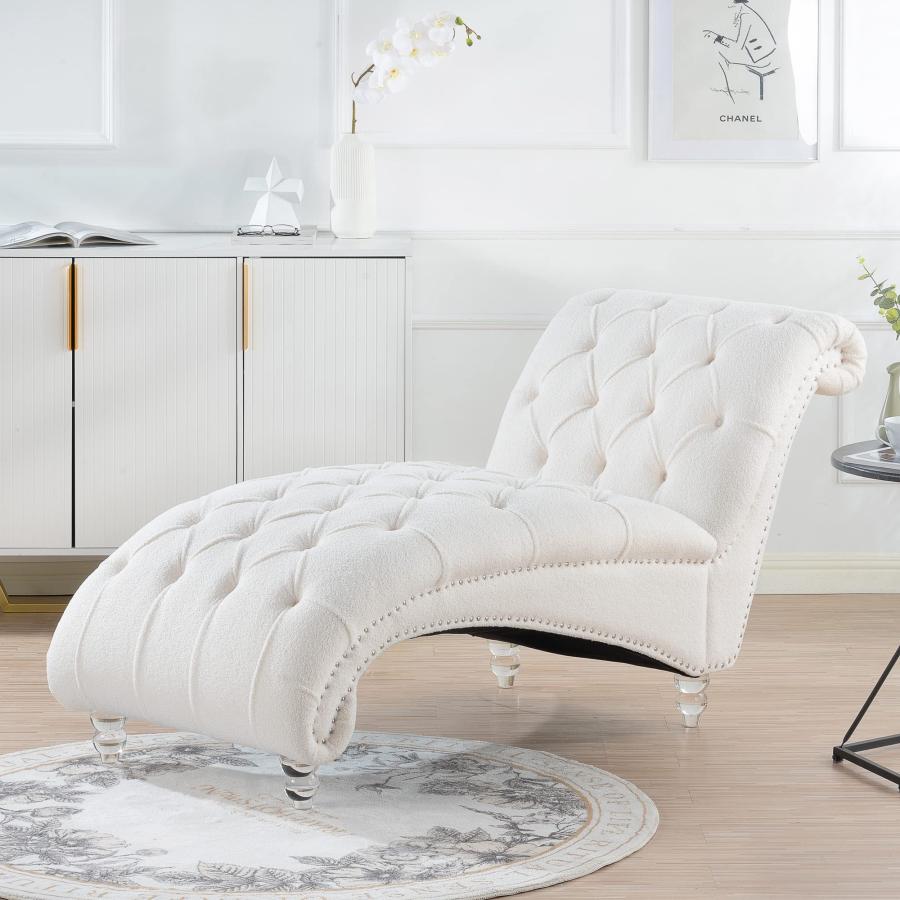 【並行輸入品】 Chaise Lounge Indoor， Lounge Chair with Nailhead Trim for Bedroo_5