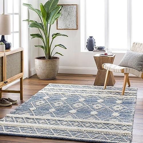 【並行輸入品】 Mark&Day Area Rugs， 5x7 Rolla Global Slate Blue/Cream Area Rug，_1