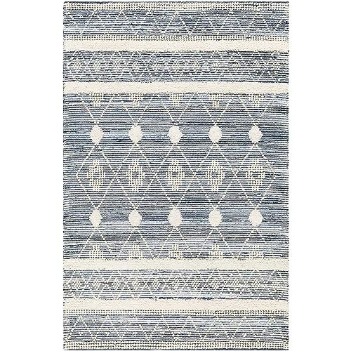 【並行輸入品】 Mark&Day Area Rugs， 5x7 Rolla Global Slate Blue/Cream Area Rug，_4