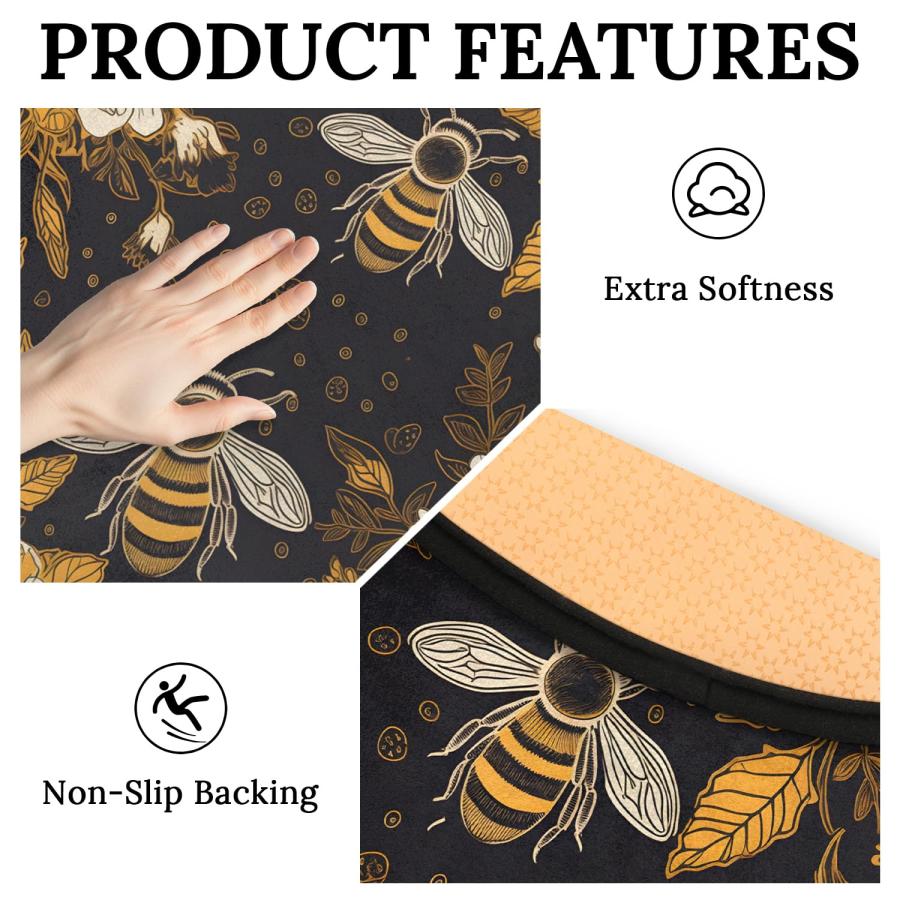 【並行輸入品】 OMFUNS Animal Bee Round Area Rug Bedroom 5.2 Ft， Daisy Floral Ci_9