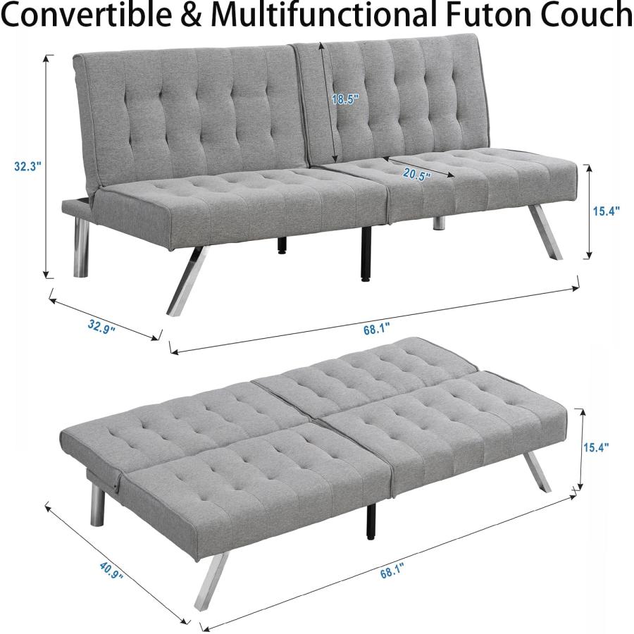 【並行輸入品】 Futon Sofa Bed，Convertible Folding Futon Couch Breathable Small_3