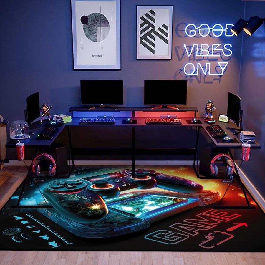 【並行輸入品】 Lacut Game Area Rug Teen Boys Carpet， 3D Gaming Rugs Gamepad Con_9