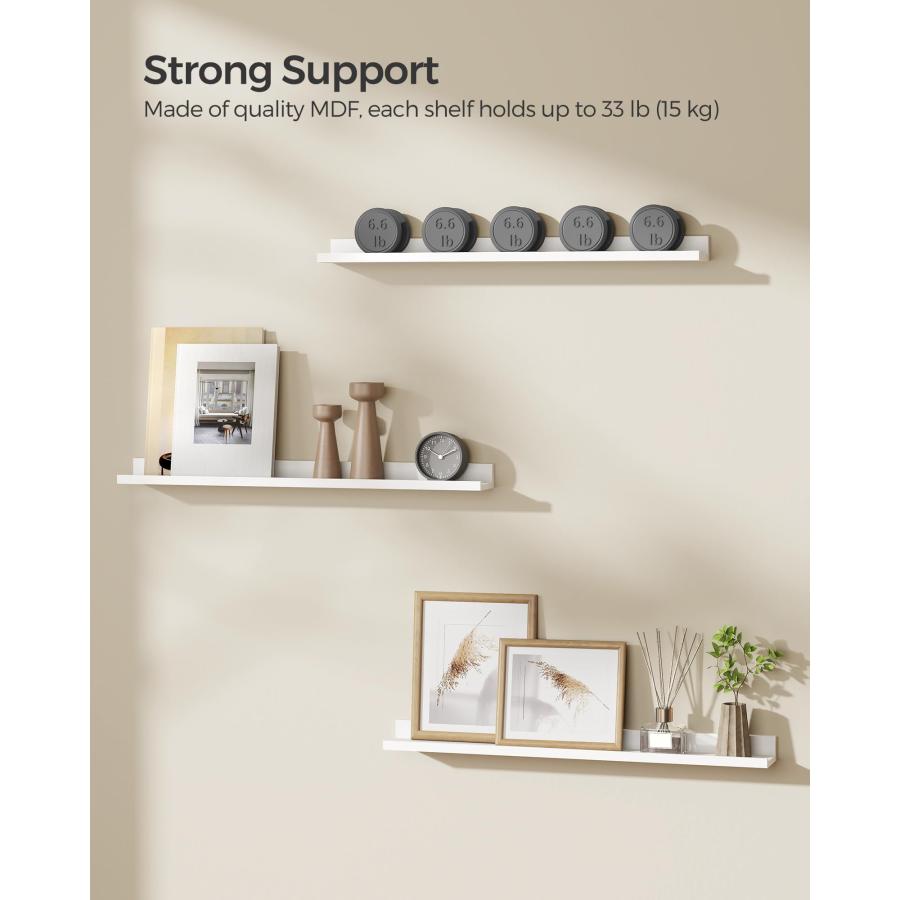 【並行輸入品】 SONGMICS Floating Shelves， Set of 3 Wall Shelves， 31.5 Inch Wide