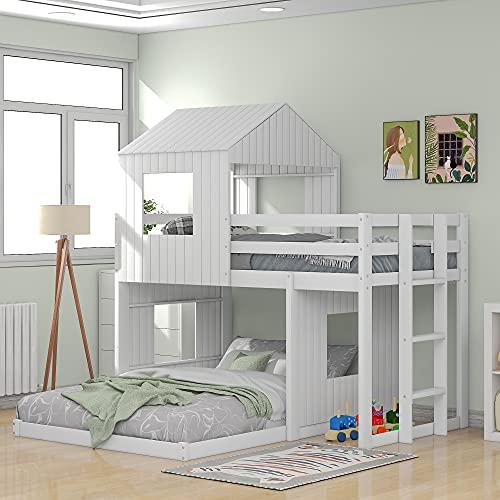 【並行輸入品】 Harper & Bright Designs Twin Over Full Wooden Bunk Bed with Play_1