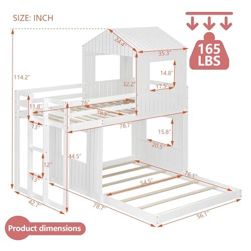 【並行輸入品】 Harper & Bright Designs Twin Over Full Wooden Bunk Bed with Play_4