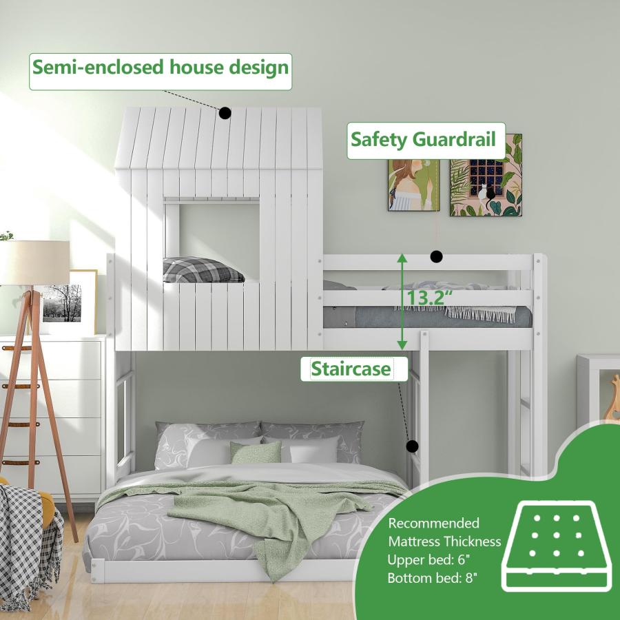 【並行輸入品】 Harper & Bright Designs Twin Over Full Wooden Bunk Bed with Play_6