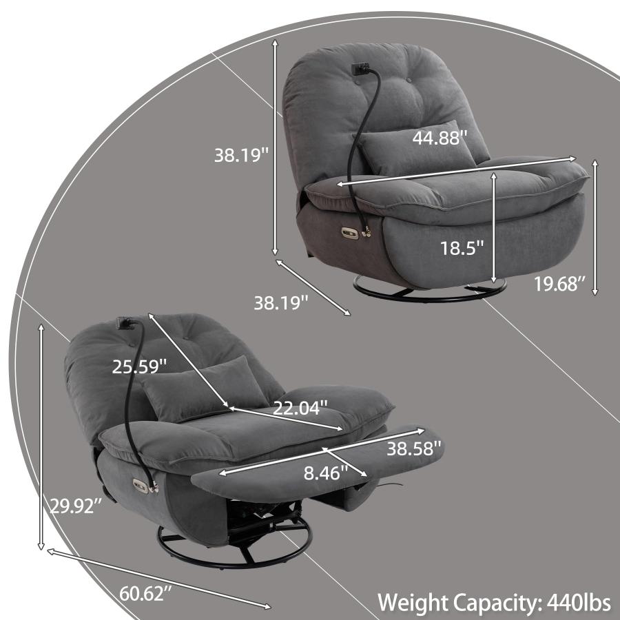 【並行輸入品】 Dolonm Power Recliner Chair， Modern Microfiber Swivel Glider wit_3