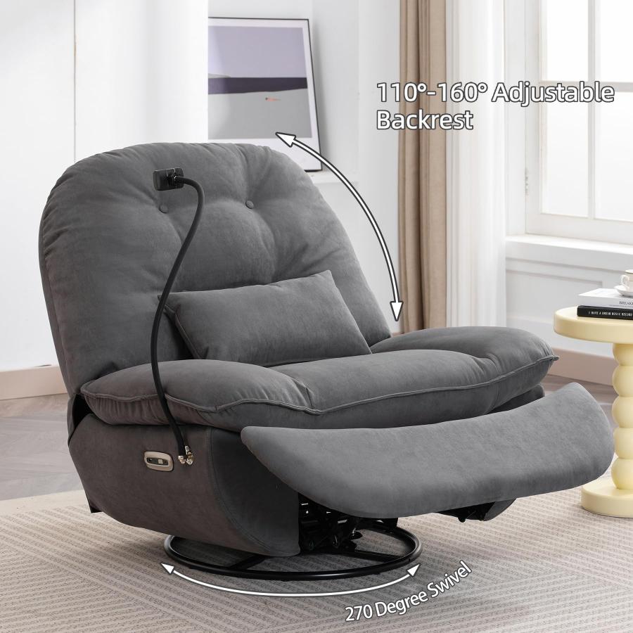 【並行輸入品】 Dolonm Power Recliner Chair， Modern Microfiber Swivel Glider wit_6