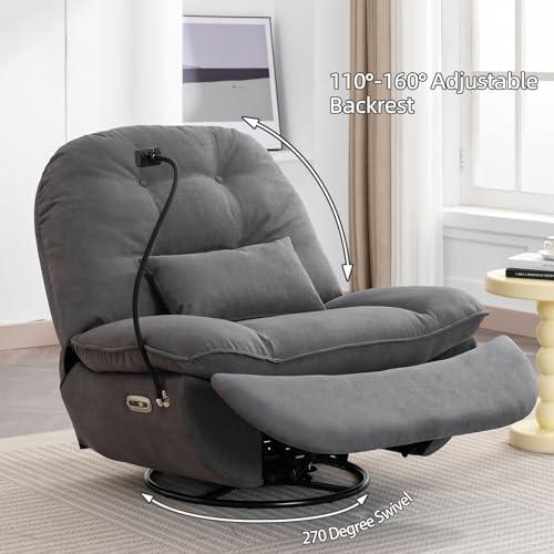 【並行輸入品】 Dolonm Power Recliner Chair， Modern Microfiber Swivel Glider wit_7