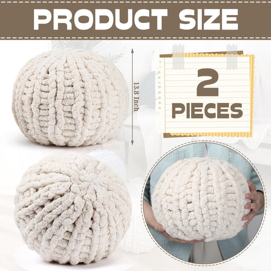 【並行輸入品】 Suzile 2 Pcs Round Knot Pillows Gifts 13.8 Inch Chunky Knitted T_3