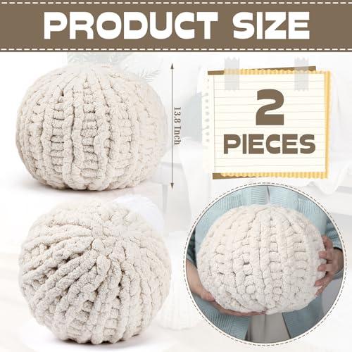 【並行輸入品】 Suzile 2 Pcs Round Knot Pillows Gifts 13.8 Inch Chunky Knitted T_4
