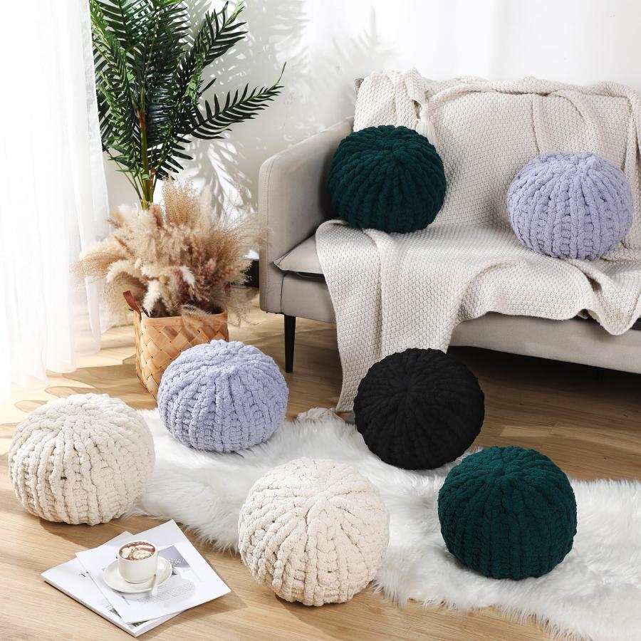 【並行輸入品】 Suzile 2 Pcs Round Knot Pillows Gifts 13.8 Inch Chunky Knitted T_6