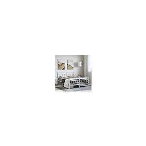 【並行輸入品】 vidaXL 12 Inch White Metal Queen Bed Frame with Headboard & Foot_5