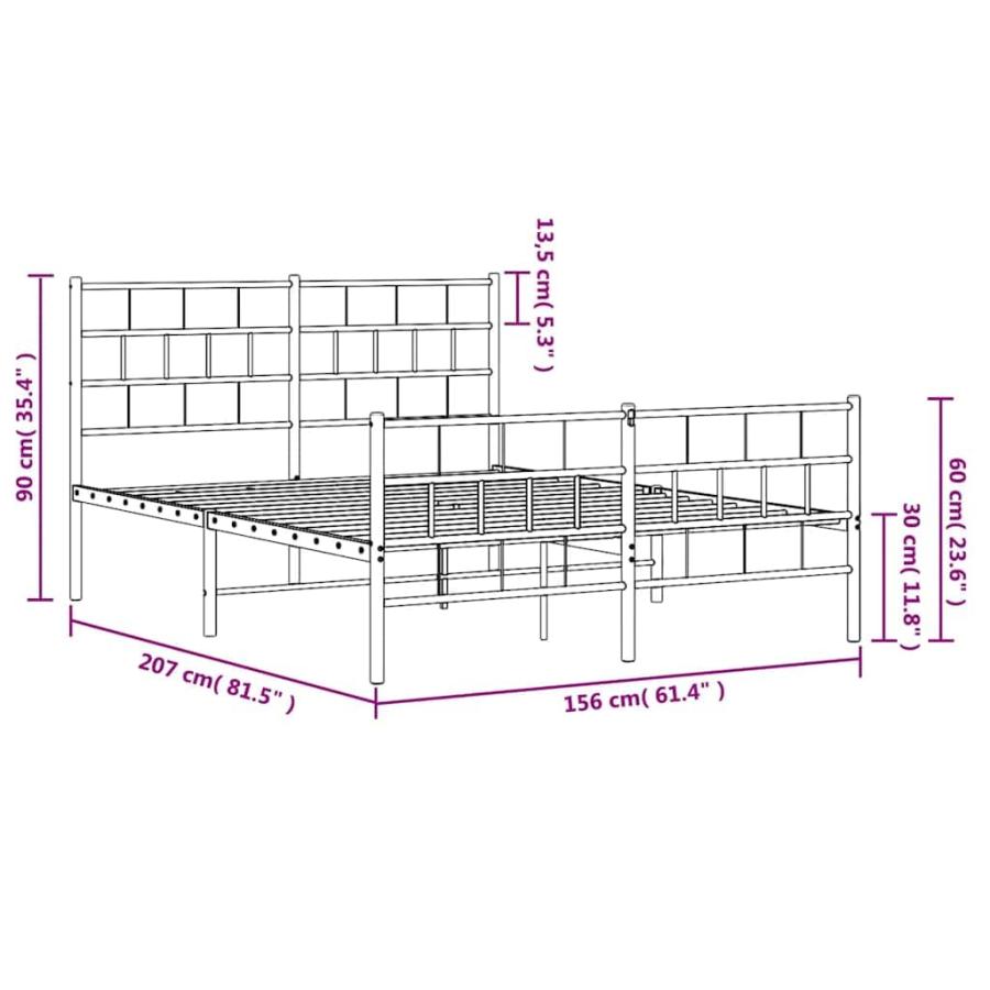 【並行輸入品】 vidaXL 12 Inch White Metal Queen Bed Frame with Headboard & Foot_6