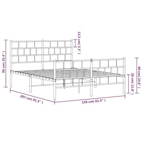 【並行輸入品】 vidaXL 12 Inch White Metal Queen Bed Frame with Headboard & Foot_7