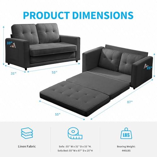 【並行輸入品】 Mjkone 55" W Convertible Folding Futon Pull Out Floor Gaming Sof_4