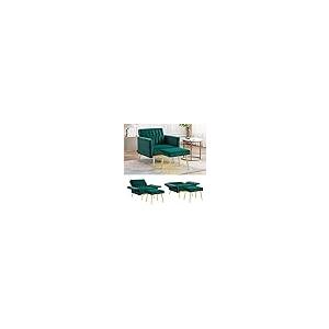 【並行輸入品】 TTGIEET Velvet Accent Chair with Ottoman， Modern Upholstered Tuf_2