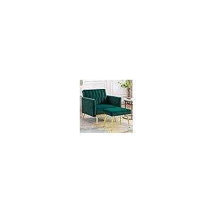 【並行輸入品】 TTGIEET Velvet Accent Chair with Ottoman， Modern Upholstered Tuf_5
