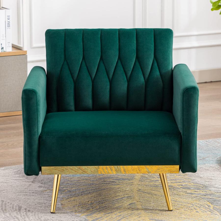 【並行輸入品】 TTGIEET Velvet Accent Chair with Ottoman， Modern Upholstered Tuf_6