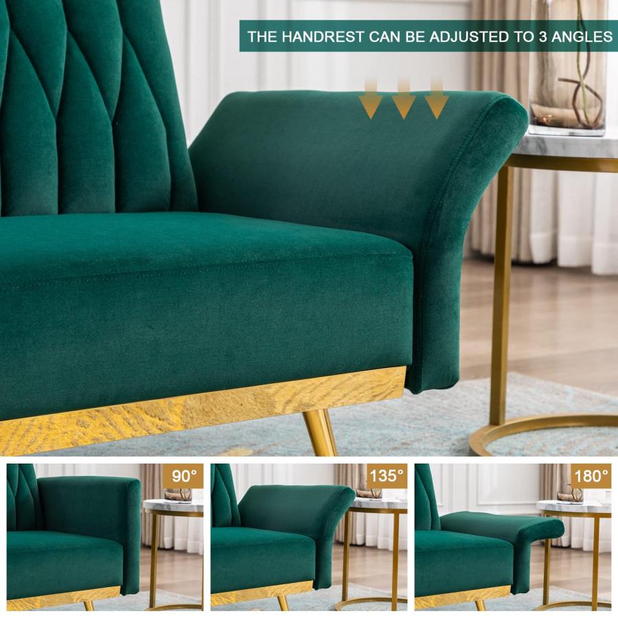 【並行輸入品】 TTGIEET Velvet Accent Chair with Ottoman， Modern Upholstered Tuf_9
