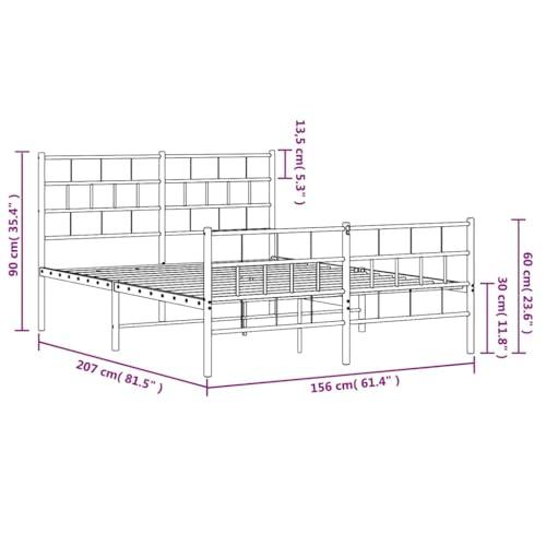 【並行輸入品】 vidaXL 12 Inch Black Metal Queen Bed Frame with Headboard & Foot_7