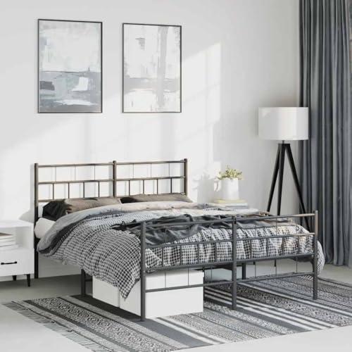 【並行輸入品】 vidaXL 12 Inch Black Metal Full Bed Frame with Headboard & Footb