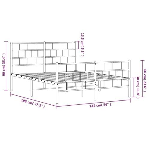【並行輸入品】 vidaXL 12 Inch Black Metal Full Bed Frame with Headboard & Footb
