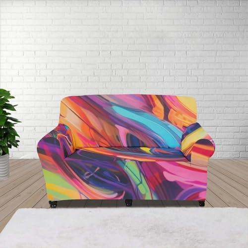 【並行輸入品】Semiouray マルチカラー流体ペインティングストレッチソファカバー 耐摩耗性抽象アート グラフィティ絵画 ユニバーサル伸縮性_1