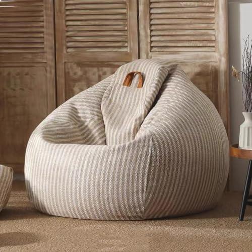 【並行輸入品】 Bean Bag Chair Cotton Linen Bean Bag Chair Cover (No Filler) For_1