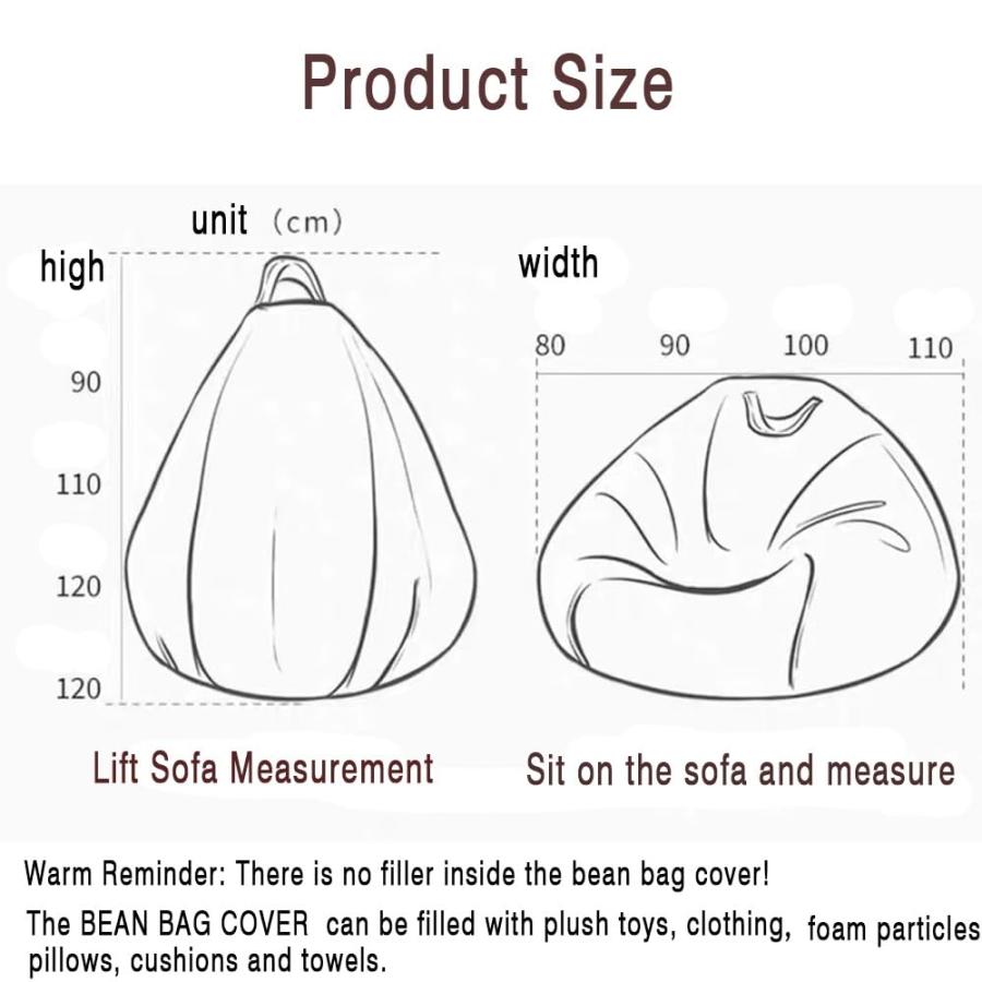 【並行輸入品】 Bean Bag Chair Cotton Linen Bean Bag Chair Cover (No Filler) For_9