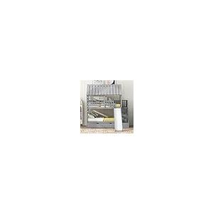 【並行輸入品】 Wooden Twin Over Twin Bunk Bed with Storage Stairs and Roof, Houの画像