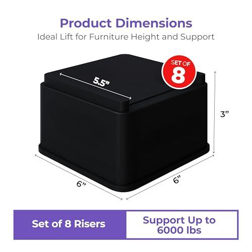 【並行輸入品】iPrimio 特大ベッドライザー 8個パック iPrimio Oversized Bed and Sofa Risers， Sq_7