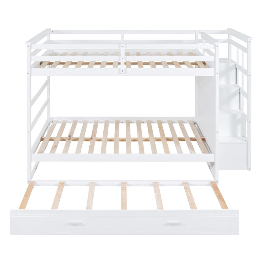 【並行輸入品】 Full Over Full Bunk Beds with Trundle and Stairs, Wood Bunk Bedの画像