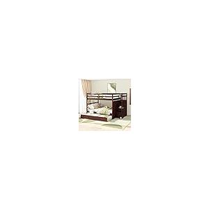 【並行輸入品】 Bellemave Full Over Full Bunk Beds with Trundle and Stairs, Woodの画像