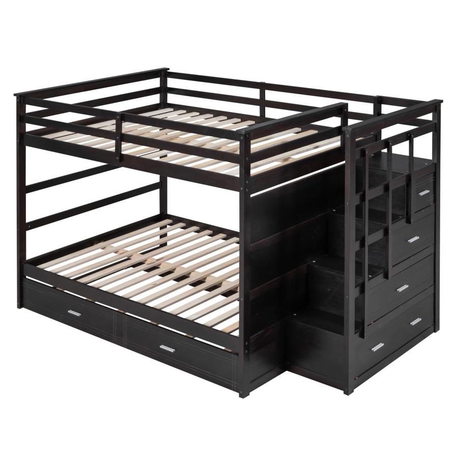 【並行輸入品】 Bellemave Full Over Full Bunk Beds with Trundle and Stairs, Woodの画像