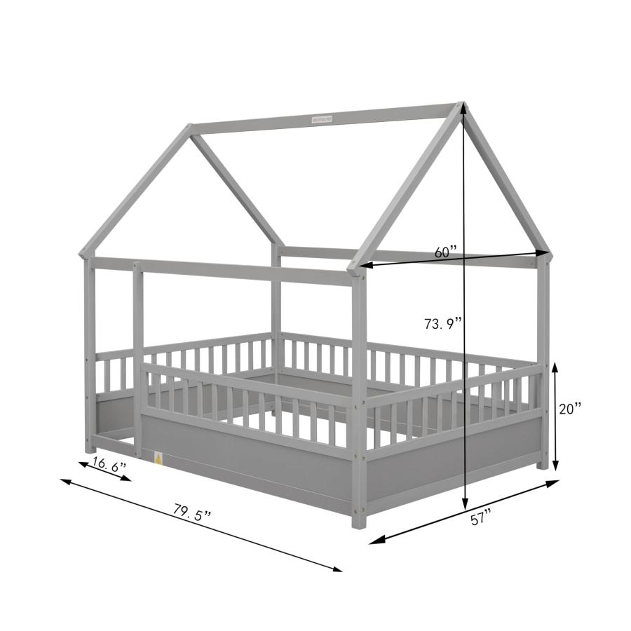 【並行輸入品】 Harper & Bright Designs Full Size Floor Bed for Kids， Wooden Ful_9