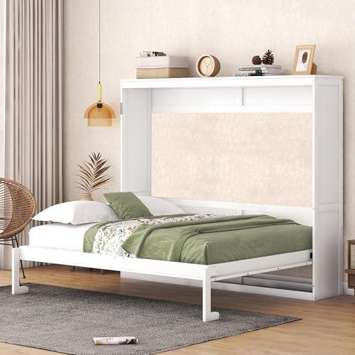 【並行輸入品】Merax Modern Farmhouse ソリッドウッドマーフィーベッドチェスト/省スペース/木製スラットサポート/クイーン、の画像