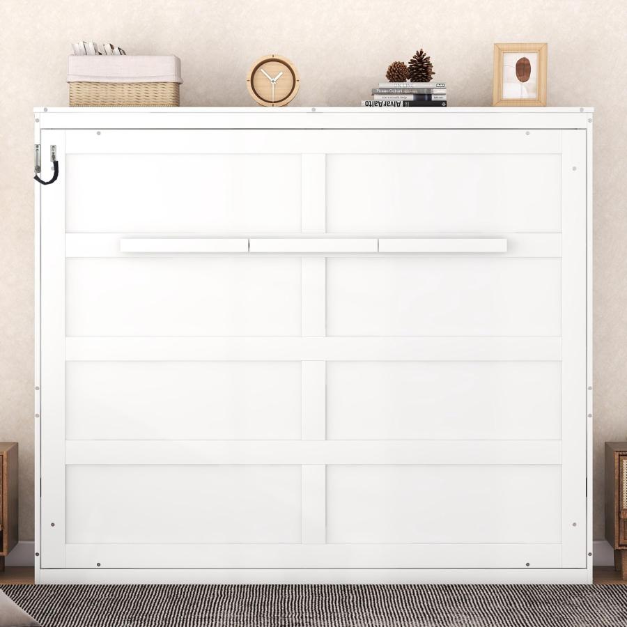 【並行輸入品】Merax Modern Farmhouse ソリッドウッドマーフィーベッドチェスト/省スペース/木製スラットサポート/クイーン、の画像
