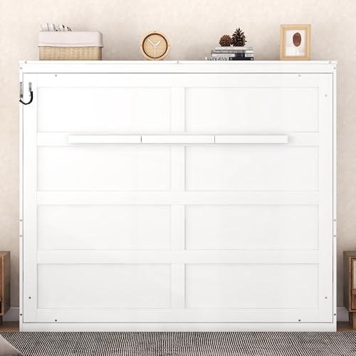 【並行輸入品】Merax Modern Farmhouse ソリッドウッドマーフィーベッドチェスト/省スペース/木製スラットサポート/クイーン、の画像