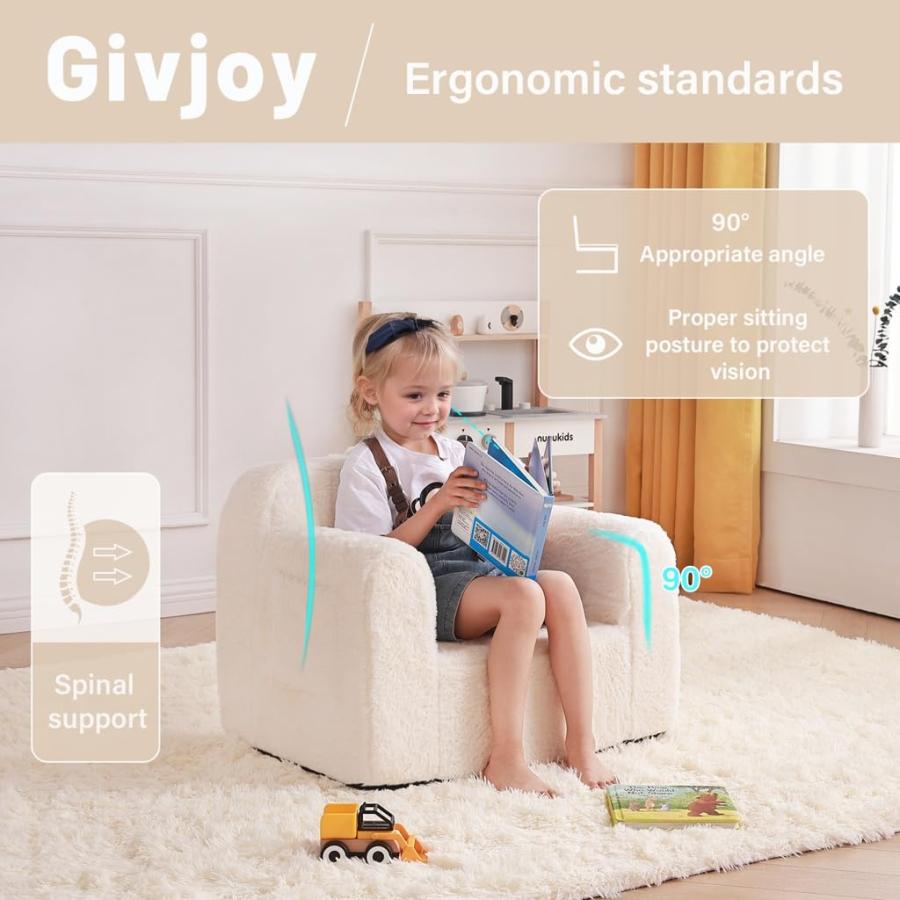 【並行輸入品】幼児用椅子 フラシ天 キッズカウチ 快適なキッズソファ 幼児用ラウンジャーチェア 寝室用 コンバーチブル幼児用カウチ 女の子と男の_9
