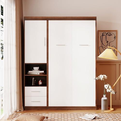 【並行輸入品】 Twin Size Murphy Bed with Storage Cabinet, Wood Wall Bed can beの画像
