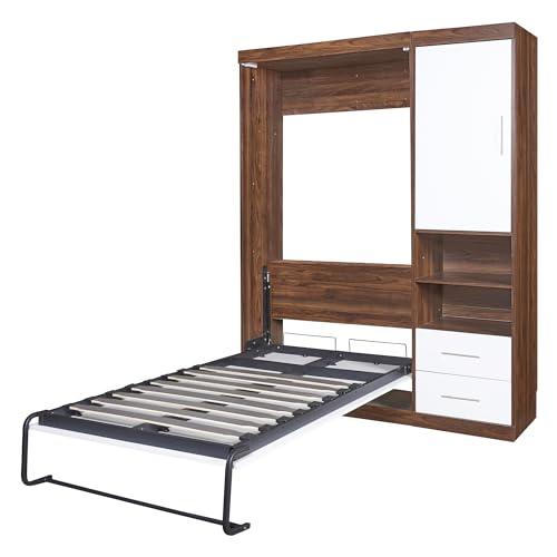 【並行輸入品】 Twin Size Murphy Bed with Storage Cabinet, Wood Wall Bed can beの画像